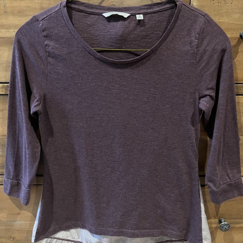 Horny Toad Women's Organic Cotton Merger Tee 3/4 Sleeve Purple Size Small